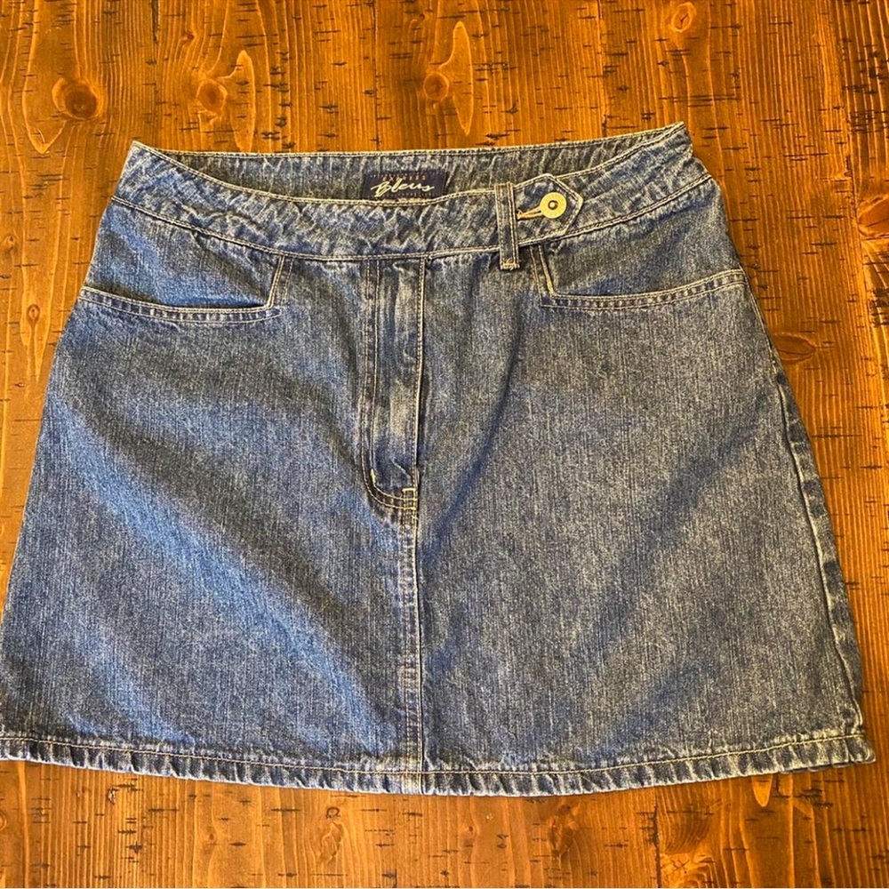 Vintage Express Denim Blue Jean Mini Skirt Casual